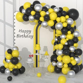 Yellow And Black Balloon Garland Arch Kit, 132Pcs Black Yellow Balloons Metallic Silver Balloons For Spring Lemon Daisy Honeybee Sun Birthday Wedding Baby Shower Anniversary Engagement Decorations