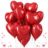 Red Heart Balloons, 18 Inch Red Heart Foil Balloon Helium, 10Pcs Large Ruby Heart Shape Foil Balloons For Valentines Day Girls Women Birthday Wedding Baby Shower Anniversary Retirement Mother Day