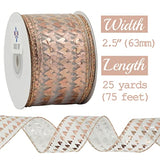 Rose Gold Wired Ribbon Heart Ribbon Wedding Ribbon Wired Ribbon 2.5 In