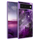 For Pixel 6 Case, Slim Fit Glow In The Dark Soft Flexible Bumper Protective Shockproof Non-Slip Cute Case Cover For Google Pixel 6 (2021) 6.4", Purple Nebula