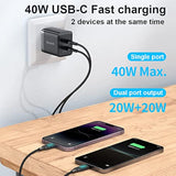 40W Dual Usb C Charger Block Foldable Usb-C Fast Charging Wall Charger Power Adapter For Iphone 16 15 Pro Promax Plus,Galaxy,Macbook,Ipad And More