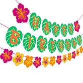 Hawaiian Happy Birthday Banner for Tropical Luau Party, Palm Leaf Decor