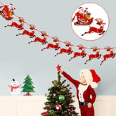 Christmas Reindeer Bunting, Santa Sleigh Banner Christmas Garland Bunting Hanging Christmas Party Decoration Winter Holiday New Year Xmas Birthday Home Deco For Fireplace Wall Tree