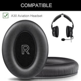 Replacement Ear Pads For Bose A30 Aviation Headset Headphones, Ear Pads Cushions With High-Density Noise Isolation Foam, Made Soft Protein Rubber Leather - Black