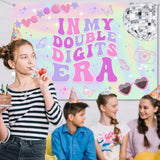 Iridescent 10th Birthday Banner for Girls Music Superstar Party Decor 59x39 Inch