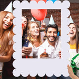 32 X 24 Inch Large Blank Diy Photo Booth Props Picture Frame Party Frame Diy Photo Booth Props Selfie For Birthday, Graduation, Christmas Holiday Party(White,Scalloped)