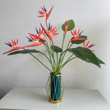 Medium Bird Of Paradise 23 Inch Permanent Flower Stem,Real Touch Flowers Soft Rubber Pu Artificial Plants For Home Office - 8 Pcs (Orange)