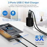 For Samsung Charger Super Fast Charging For Galaxy A36 A16 5G A17 A56 A26 S25 Ultra S25 Plus A35 S24 Fe A15 A25, 25W Dual Usbc Samsung Phone Wall Charging Block 32W Car Charger Usb C To C Cable 3+6Ft