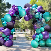 Purple Teal Balloon Garland Double Stuffed Dark Purple Blue Turquoise Green Lavender Lilac Mermaid Balloon Arch Kit For Birthday Wedding Bridal Baby Shower Graduation Halloween Party Decorations