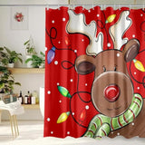 Merry Christmas Shower Curtain 72X72 Inch Christmas Reindeer Shower Curtains For Bathroom With Hooks Xmas Bathroom Winter Holiday Home Bath Decor Waterproof Fabric
