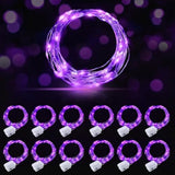 12 Pack Led Fairy Lights Battery Operated, Mini String Lights Waterproof 7Ft 20 Led Firefly Starry Lights For Wedding Party Bedroom Garden Christmas Decoration Purple