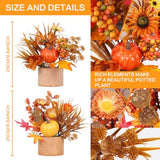 2Pcs Fall Decor, Artificial Maple Leaves Pumpkin Berry Table Decorations, For Home Autumn Harvest Halloween Thanksgiving Holiday Party Table Centerpieces Fireplace Decor.