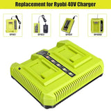 40V Dual Rapid Charger Op401 Op403 Op404 Op406A Op409A Compatible With Ryobi 40V 6Ah Op40601 Op40602 Op4060A1 5Ah Op4050A 4Ah Op4040 3Ah Op4030 2.6Ah Op40261 Op4026A 2Ah Op40201 Battery Charger