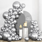 135Pcs Metallic Silver Balloons Different Sizes 18 12 10 5 Inch For Garland Arch, Latex Balloon For Birthday Party Graduation Wedding Decorations