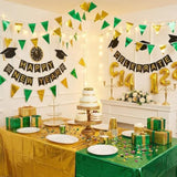 64Ft Sage Green Gold Triangle Pennant Banner Flag Metallic Paper Bunting Garland For Hanging Backdrop Birthday Party Decorations Graduation Bachelorette Bridal Wedding New Year Shower Party Supplies
