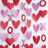8 Pack Valentines Day Decor Heart & Xo Garland Banner In Red And Pink, Glitter Fabric/Paper, Perfect For Home, Mantel, Classroom, Party, Wedding