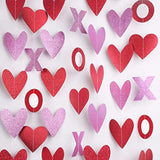 8 Pack Valentines Day Decor Heart & Xo Garland Banner In Red And Pink, Glitter Fabric/Paper, Perfect For Home, Mantel, Classroom, Party, Wedding