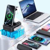 300W Charging Station For Multiple Devices Apple,10 In 1 Wireless Charger For Iphone,Gan Iii Usb C 65W Pd Fast Charging Stand Dock For Macbook,Iwatch&Airpods (Wireless Charging Only For Apple)