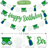 Golf Birthday Party Banners 3Pcs Golf Themed Birthday Decorations Glitter Green Golf Happy Birthday Sign Golf Ball Party Hanging Banner Decoration For Golf Sports Baby Shower Supplies