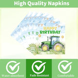 Tractor 2Nd Birthday Decorations Supplies, 96Pcs Tractor Party Plates Napkins And Forks Set, Disposable Farm Two Years Old Birthday Tableware For Boys Serves 24