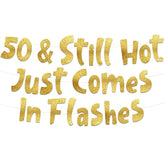 Gold glitter “Happy 50th Birthday” banner for party decorations