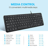 Periboard-213U Wired Silent Usb Scissor Keyboard - 14.45X4.76X0.70 Inches Compact Design With Number Pad - Black - Us English (Pb-213Bus-11738)