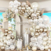 Pearl White Sand Metallic Light Gold Balloons Garland Arch Kit As Engagement Bridal Shower Party Decorations, 18/12/10/5 In Different Size Pearl Cream White Clear Lvory Champagne Balloon For Wedding