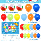 129Pcs Pool Party Decorations Birthday Supplies, Outdoor Pool Summer Theme Balloon Garland Arch Kit Backdrop Beach Ball Tropical Luau Hawaii Holiday Swimming Outdoor Pool Decor Party Supplies
