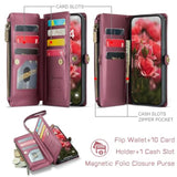 Compatible With Iphone 8 Plus/ 7 Plus Case Wallet With Rfid Blocking Card Holder For Women Men Pu Leather Magnetic Snap Flip Zipper Strap Wallet Phone Cover, Wine Red