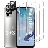 For Motorola Moto G 5G (2023) Screen Protector, 3 Pack Tempered Glass 9H Hardness Hd Clear Film + 3 Pack Camera Lens Glass Protector, Case Friendly, Touch Sensitive