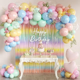 157Pcs Pastel Balloons Arch Garland Kit With Macaron Rainbow Fringe Curtain For Birthday Bridal Baby Shower Wedding Valentine'S Day Pride Month Block Party Decorations