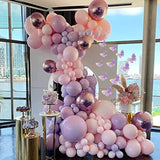 Pink & Purple Balloon Arch Kit: Metallic Lilac, Double Stuffed Balloons, Butterfly Stickers