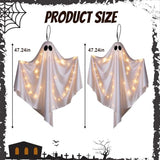 2 Pack 47.25" Light Up Hanging Ghost Halloween Decorations Outdoor Indoor