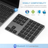 Bluetooth Number Pad, Aluminum Rechargeable Wireless Numeric Keypad Slim 34-Keys External Numpad Keyboard Data Entry Compatible For Macbook, Macbook Air/Pro, Imac Windows Laptop Surface Pro Etc