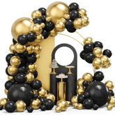 Black & Gold Balloon Arch Kit - 134pcs for Graduation, New Year, Birthday and More