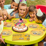 60 Pcs Construction Birthday Party Plates And Napkins Kit, Construction Theme Tableware Set Dump Truck Party Table Decorations Supplies, Disposable 9'' And 7'' Paper Plates, Napkins, Serves 20