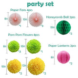 Party Decorations Kit Hanging Paper Fan Tissue Pom Poms Flowers Honeycomb Balls Paper Lantern For Trial Baby Shower First Birthday Bridal Shower Summer Decorations Hawaiian Luau Beach Supplies