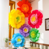 6 Pcs Giant Paper Flowers Extra Large Handcrafted Tissue Paper Flowers Crepe Floral Decoration For Mexican Fiesta Wall Wedding Bridal Shower Birthday Decor(Colorful,31.5 ", 24 ")