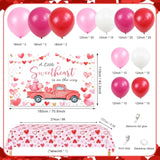 125 Pcs Sweetheart Baby Shower Decorations Valentine'S Day Balloon Garland Arch Kit With Little Sweetheart Backdrop Red Pink Valentine'S Day Baby Shower Balloon Arch Party Decorations Supplies