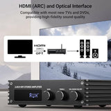 Bluetooth Audio Stereo Amplifier, 200W Dual Channel Mini Hi-Fi Stereo Receiver, 2.0CH Power Amp w/HDMI(ARC), Opt, Coax, USB, RCA for Home Speakers