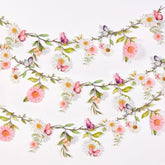 Garden Party Flower Banner Reusable Wildflower Garland For Enchanted Garden Woodland Tropical Theme Wedding Baby Shower Birthday Tea Supplies Girl Decorations - 2 Pcs