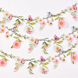 Garden Party Flower Banner Reusable Wildflower Garland For Enchanted Garden Woodland Tropical Theme Wedding Baby Shower Birthday Tea Supplies Girl Decorations - 2 Pcs
