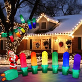 2 Ft Tall 7.7 Ft Long Giant Inflatable Christmas Light Bulb With Led Lights Outdoor Decoration Xmas Blow Up Ornament Bui