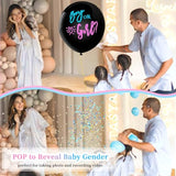 Gender Reveal Balloon, 36 Inch Black Jumbo Boy Or Girl Confetti Balloon With Blue Pink Confetti For Baby Gender Reveal Ideas Baby Shower Party Decoration