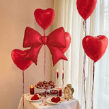Red Bow Balloons 38 Inch, Giant Red Bowknot Foil Mylar Coquette Party Decorations For Women Girls Birthday Valentines Day Galentines Engagement Wedding Anniversary Bachelorette Decorations Supplies