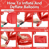 25Pcs Red Square Foil Balloons Wall Backdrop Metallic Double Sided Red Christmas Balloon Tunnel Arch Kit For Christmas Birthday Baby Shower Valentine‘S Day Party Decoration