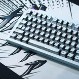 Retro Manga Pbt Keycaps, Black White Japanese Anime Keycap, 141 Keys Custom Cherry Profile Key Caps Set, Dye Sub Gaming Keycap For 60% 65% 75% 95% Mechanical Keyboard Cherry Mx Gateron Switches
