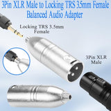 Xlr Male To Locking Trs 3.5Mm Female Balanced Audio Adapter 3Pin Xlr Plug To Lockable 1/8 Trs Jack Microphone Connector 3Pin X-L-R To Locked 3.5Mm Converter, For Headphone Camcorder Mixer
