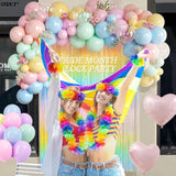 157Pcs Pastel Balloons Arch Garland Kit With Macaron Rainbow Fringe Curtain For Birthday Bridal Baby Shower Wedding Valentine'S Day Pride Month Block Party Decorations