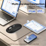 Wireless Bluetooth Mouse,Usb+Bt×2,Slim Pebble Multi Device Small Travel Mice,Metal 4 Way Super Scrolling,± 3000 Dpi,8 Buttons,Quiet,Portable,Long Battery For Laptop,Computer,Tablet,Mac,Ipad,Pc,Phone